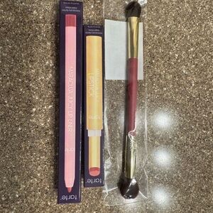 Tarte maracuja juicy lipstick, lip liner, eyeshadow brush
